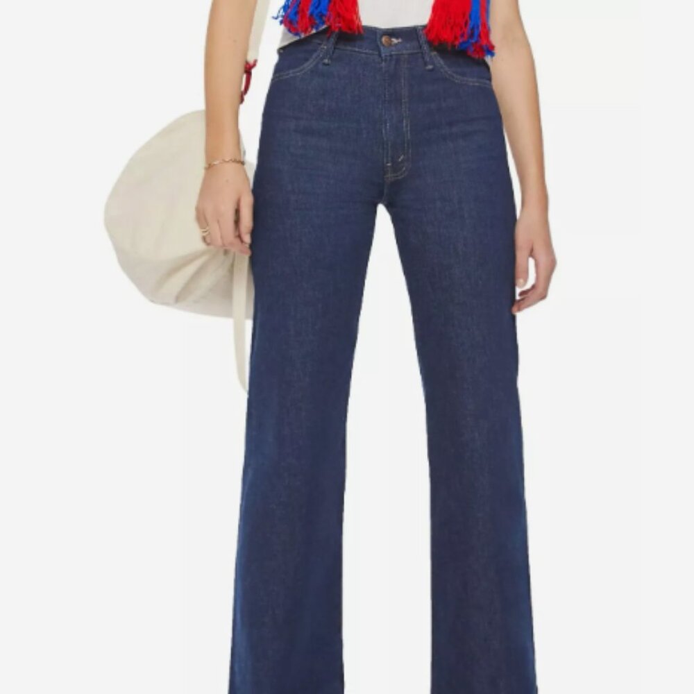 MOTHER Dark Blue High-Rise Wide-Leg Jeans